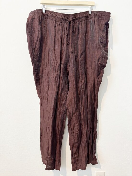 Peter Nygard Pants - NWT Peter Nygard Linen Blend Crinkle Pull On Wide Leg Pants Plus Size New 2X